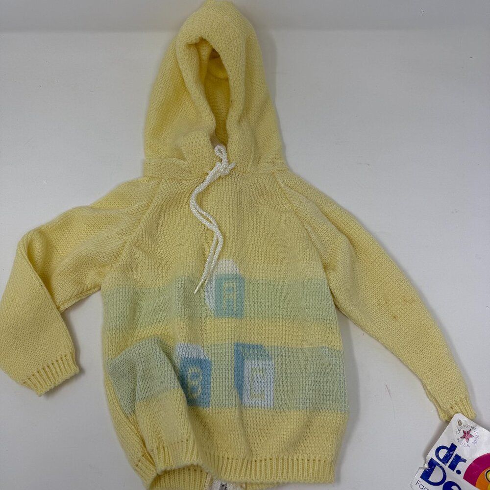 Vintage Baby  Sweaters w/hood Full Zip Back  Yellow Knit Sz 18 Months NWT